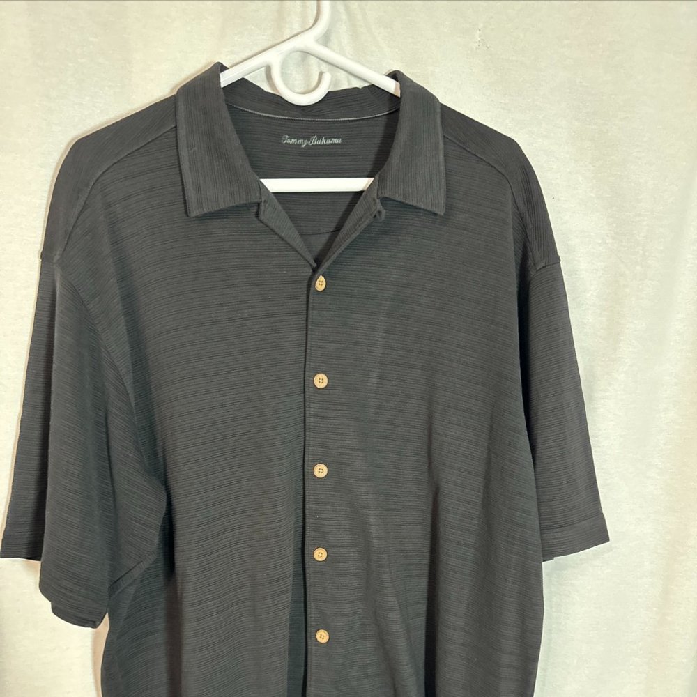 Men’s Tommy Bahama Textured Short Sleeve Button Up Shirt Silk Cotton Size Large